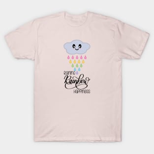 Raining Rainbow Happiness Kawaii Cute Rain Cloud in Pink T-Shirt